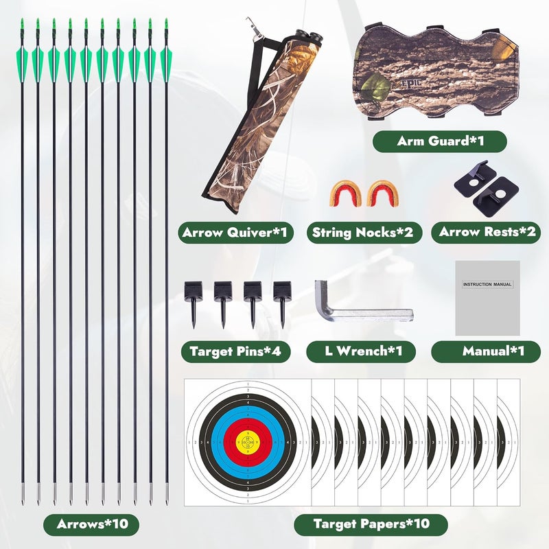 drmvalg Recurve Bow and Arrow Set for Adults - Archery Takedown recurve Bow Set for Beginners/Youth/Adults Target Practicing, Left & Right Handed, 20/30/40lbs - Image 4